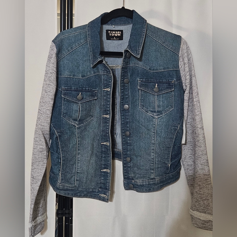 Tinseltown Blue and Gray Jean Jacket